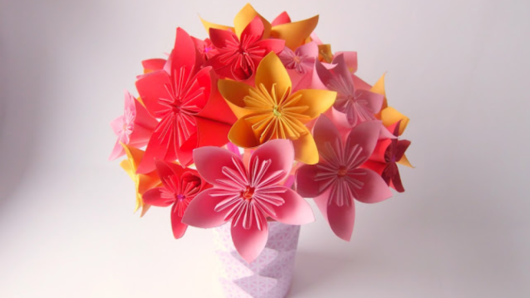 bouquet fleurs origami