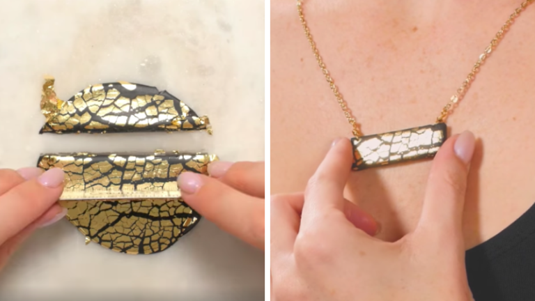 collier noir et doré