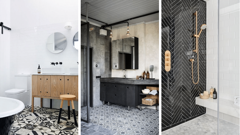 salle de bains noir et blanc