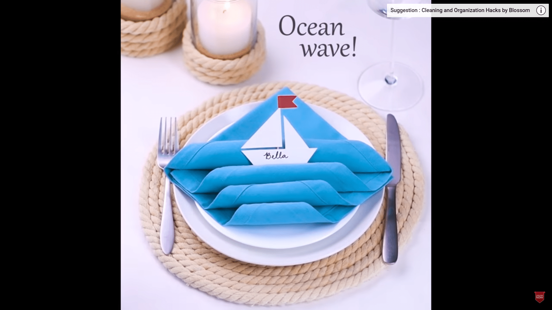 Serviette en forme de vague