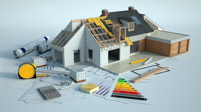 maquette de maison en construction