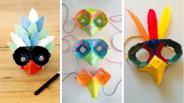 idées de masques avec des boites d'oeufs