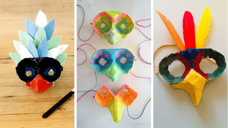 idées de masques avec des boites d'oeufs