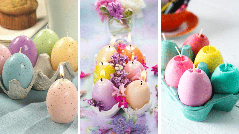 bougies en forme d'oeufs de pâques