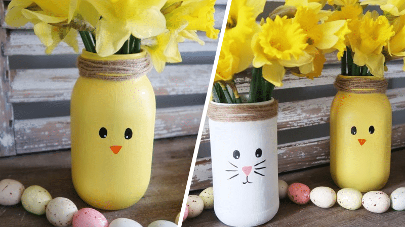 bocal transformé en vase poussin