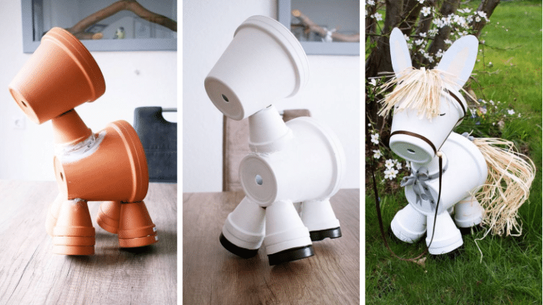évolution de la construction du cheval en pots de fleurs