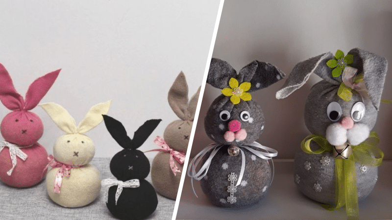 petits lapins fabriqués avec une chaussette