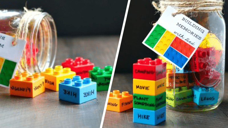 bocal de legos créateur de souvenir pour la fête des pères