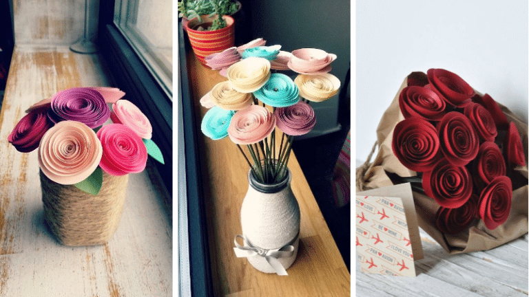 bouquet de roses en papier