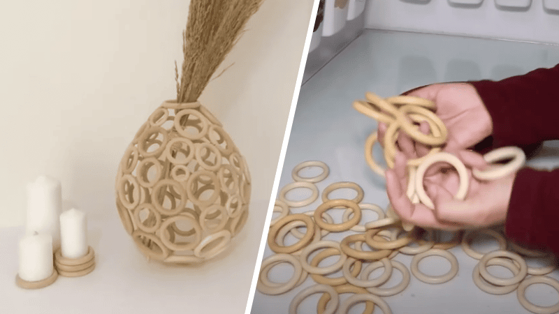 vase avec anneaux en bois diy