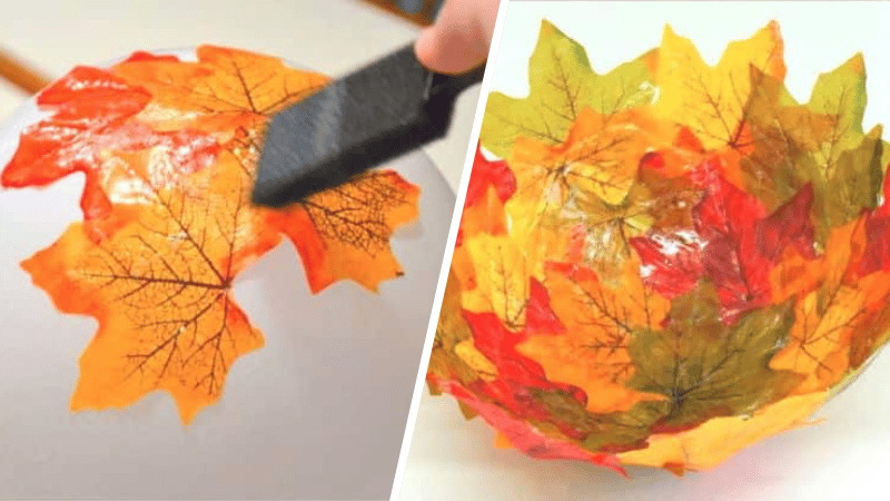 Réalisez un bol automnal avec de jolies feuilles colorées