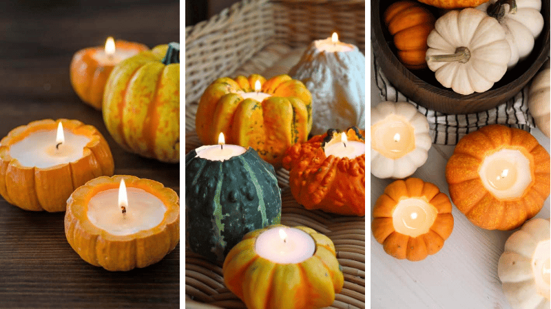 bougie dans une mini citrouille