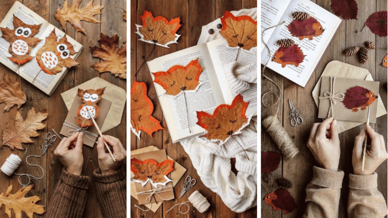 animaux fabriqués avec des feuilles mortes