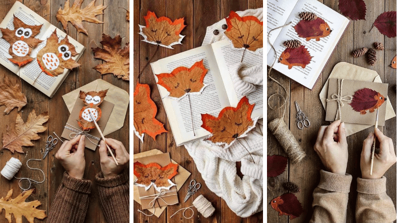 animaux fabriqués avec des feuilles mortes