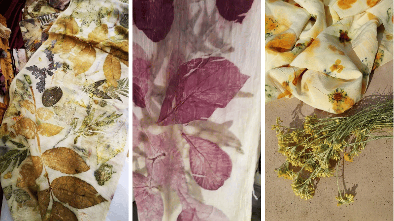 tissu imprimé avec la technique écoprint