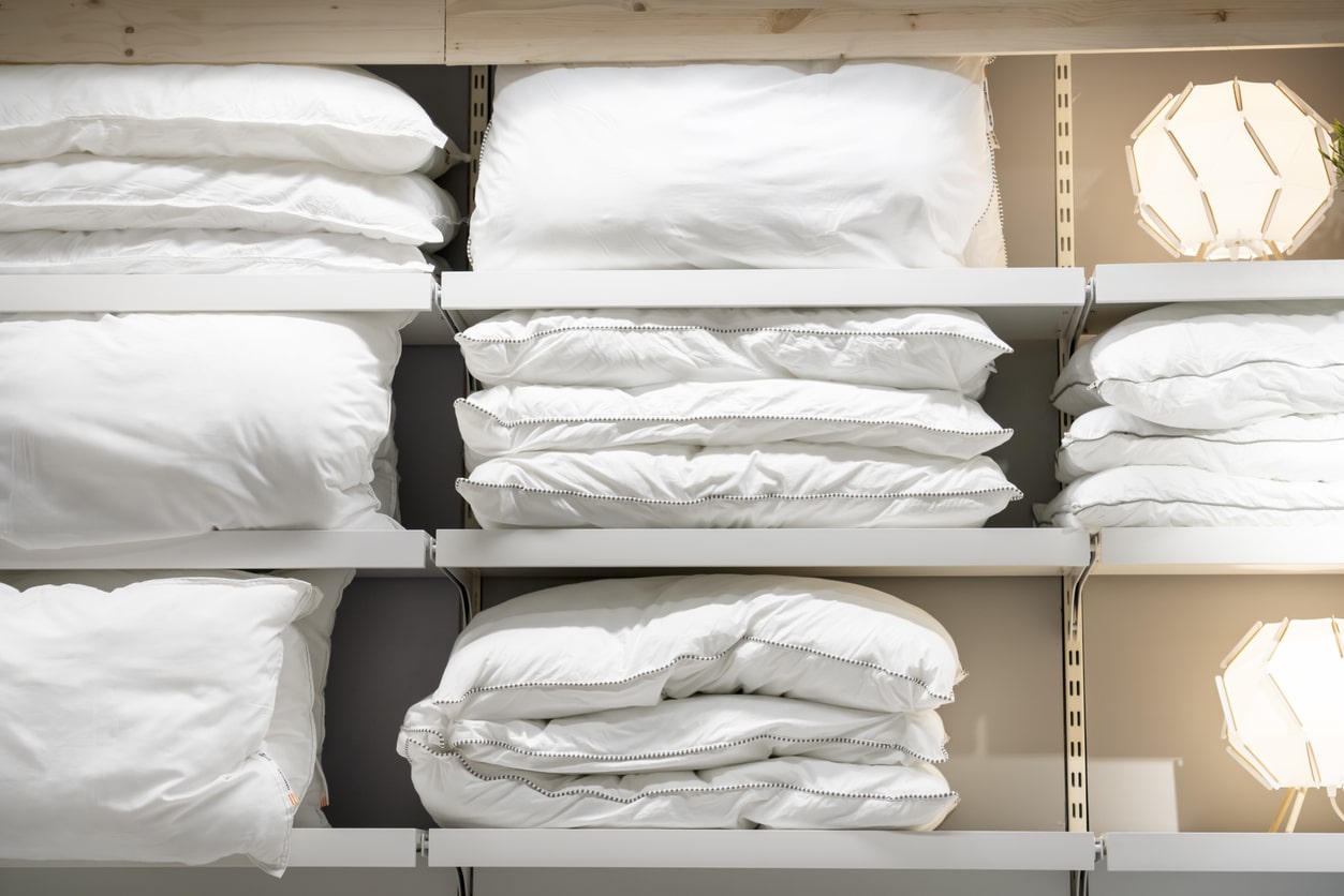 couettes dans un magasin