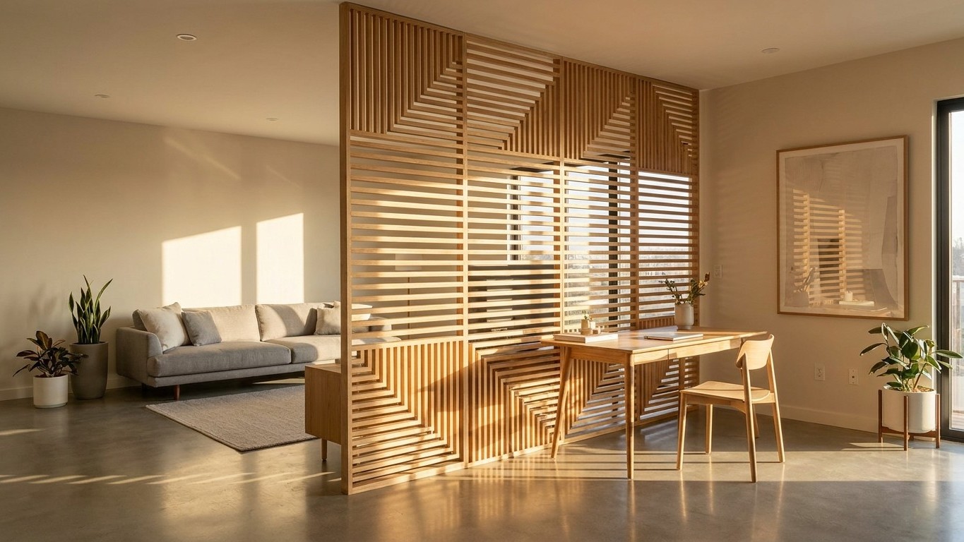 Claustra délimiter espace : la grille bois qui laisse passer la lumière naturelle