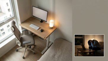Espace travail studio télétravail : l'installation ergonomique qui tient sur 1 m²