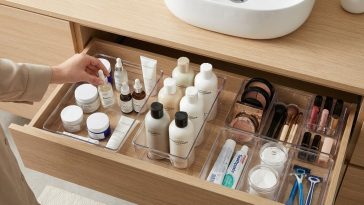 Organiser placard salle de bain : le système par catégories qui évite de tout renverser chaque matin