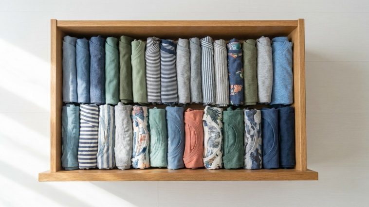 Plier vêtements gain de place : la technique japonaise qui range 40 t-shirts dans un seul tiroir