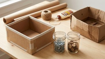 Rangement DIY récup : transformer des cartons et bocaux en solutions qui durent 2 ans