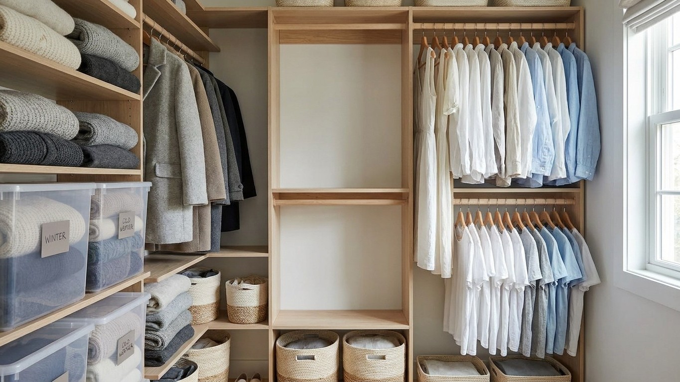 Ranger vêtements de saison : la rotation en 2 temps qui libère 30% de dressing chaque hiver