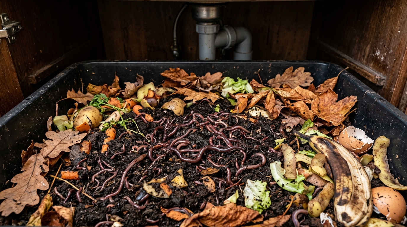 Ce mystérieux locataire caché sous mon évier se réveille pile quand septembre remplit mes poubelles de jardin